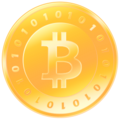 A gold Bitcoin logo using the BTC symbol.